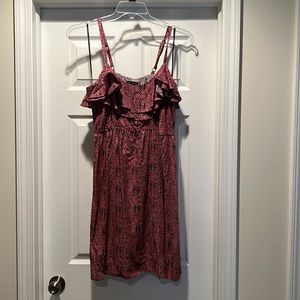 Short pink and black dress with tribal designs. Runs small